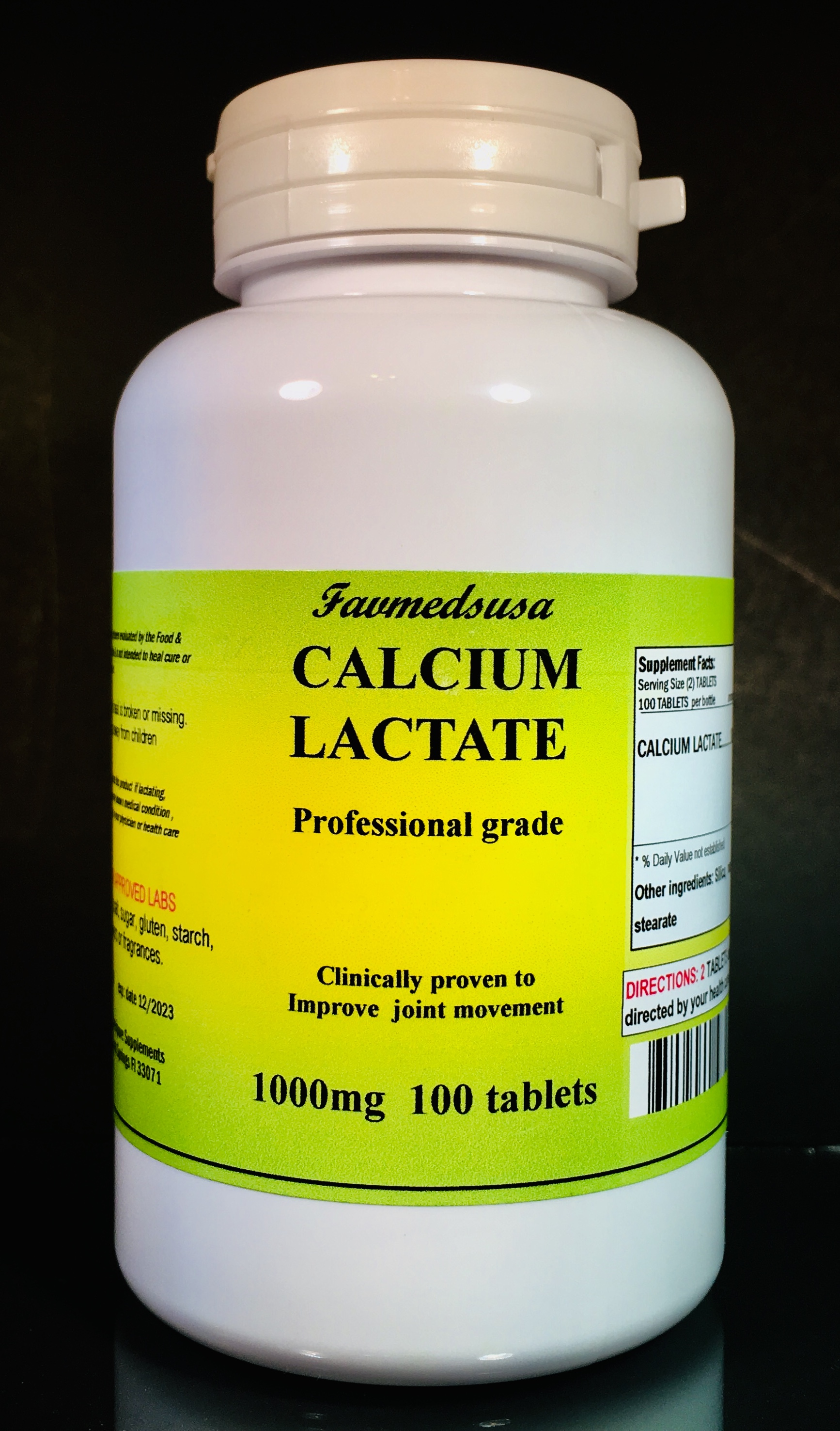 Calcium Lactate 1000mg, antacid -  100 tablets